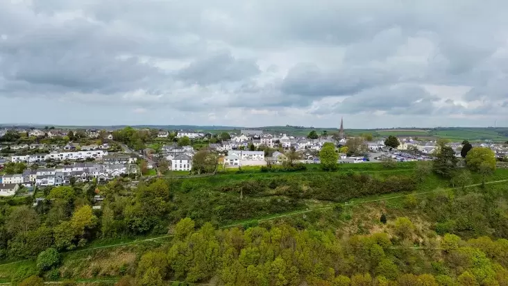 Aerial view of Torrington town in North Devon