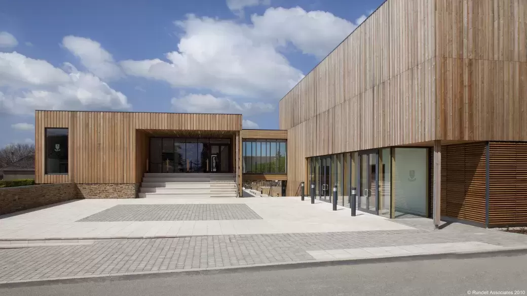 Exterior of West Buckland School's New Art & Theatre Block built by Pearce Construction