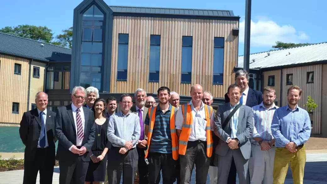 Pearce Construction and West Buckland School staff opening 6th form boarding block built by Pearce Homes