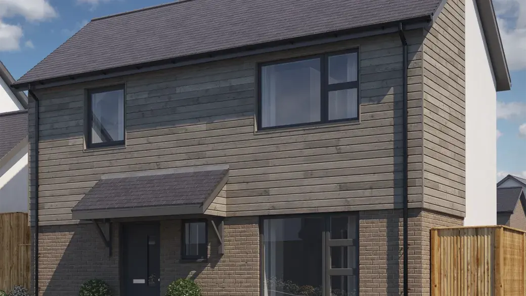 A CGI visual of the front of The Rowan house type at Copse Close, Buckland Brewer
