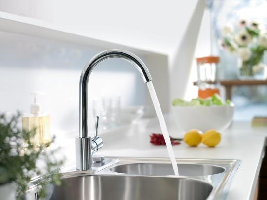 A modern stainless steel kitchen sink