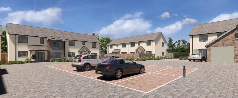 A street view of the new houses at the Market Gardens development in Torrington, North Devon