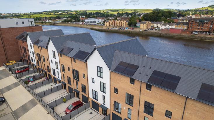 Ariel View of Taw Wharf Housing Development in Barnstaple North Devon