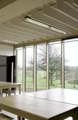 Full height windows inside Art Classroom at West Buckland School's New Art & Theatre Block built by Pearce Construction