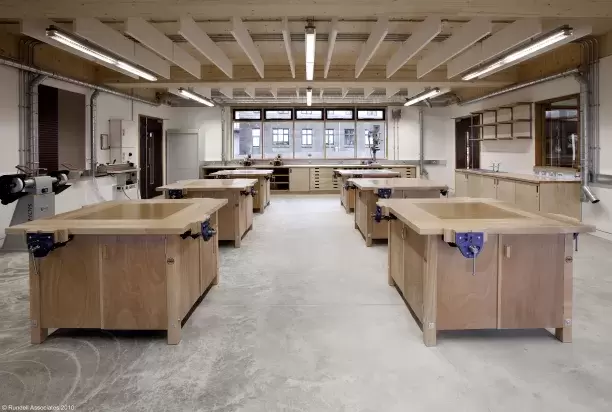 Interior of technology classroom inside West Buckland School's New Art & Theatre Block built by Pearce Construction