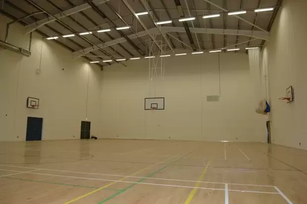 Inside sports hall at West Buckland School