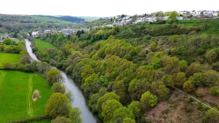 Aerial view of Torrington countryside in North Devon