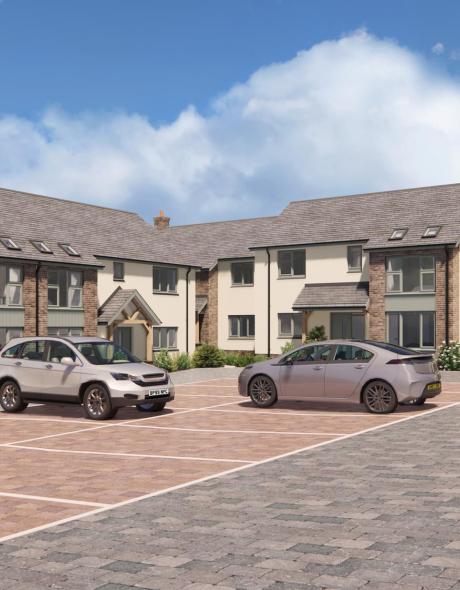 A street view of the new houses at the Market Gardens development in Torrington, North Devon