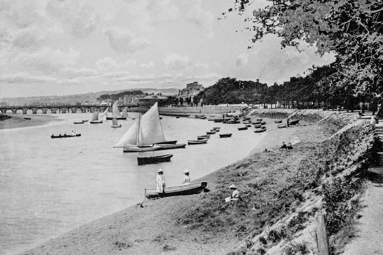 Old photograph of river Taw in Barnstaple North Devon