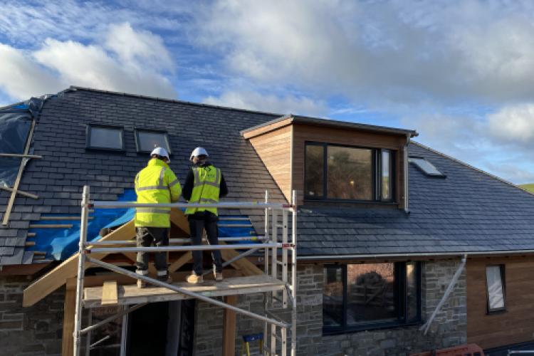 Pearce Construction builders at work on building a new home in North Devon