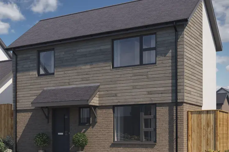 A CGI visual of the front of The Rowan house type at Copse Close, Buckland Brewer