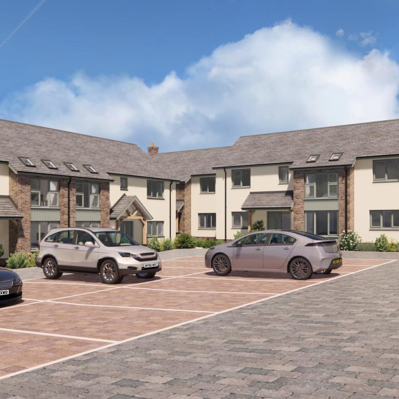 A street view of the new houses at the Market Gardens development in Torrington, North Devon