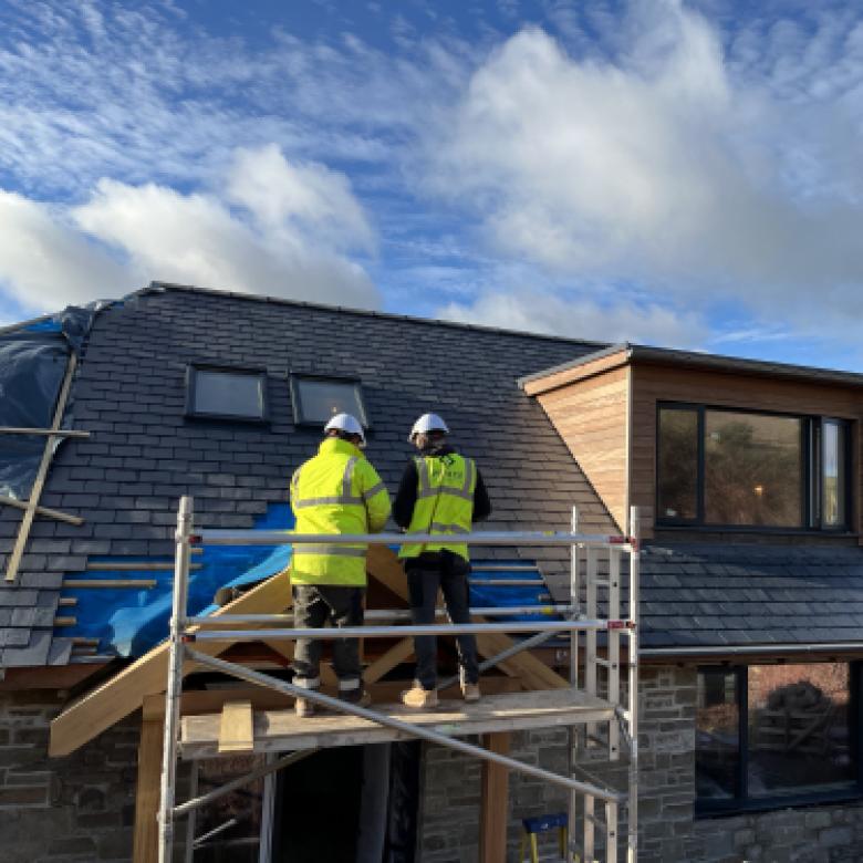 Pearce Construction builders at work on building a new home in North Devon