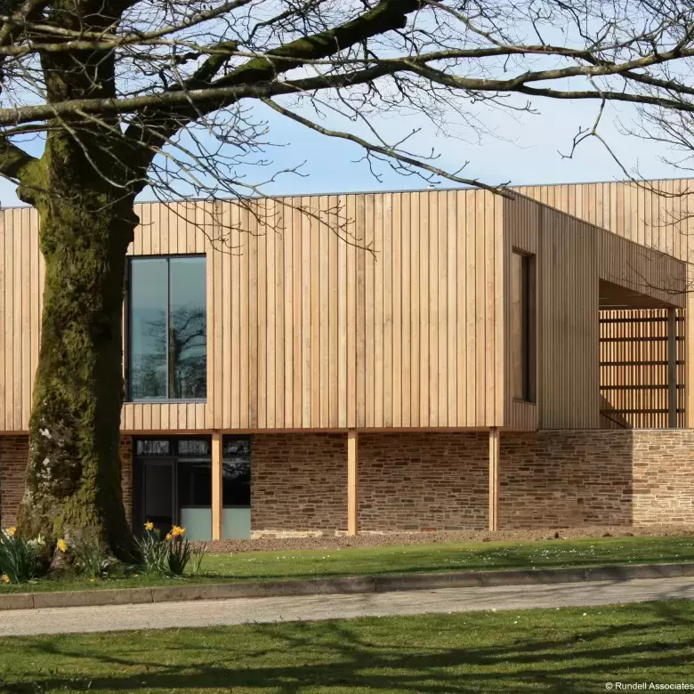 Cladded Exterior of West Buckland School's New Art & Theatre Block built by Pearce Construction