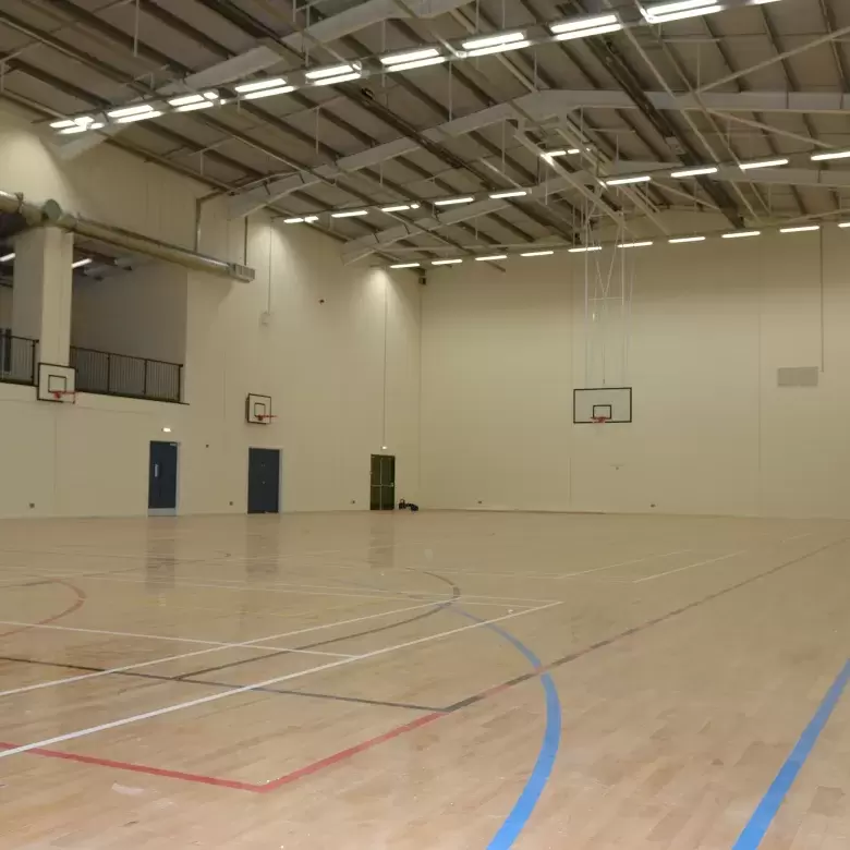 Inside sports hall at West Buckland School