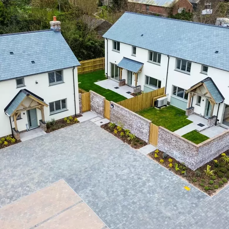 Ariel view of new homes at Market Gardens in Torrington