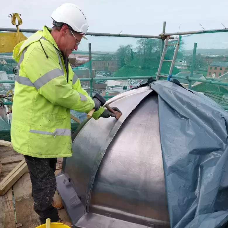 Pearce Construction worker restoring a heritage building in North Devon