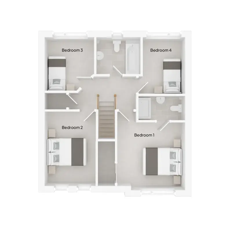 A first floor room plan of The Cedar house type at Copse Close, Buckland Brewer