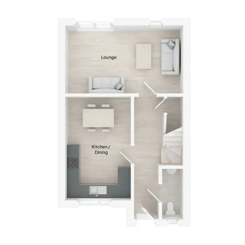 A room plan of the Ground floor of The Maple house type at Copse Close, Buckland Brewer
