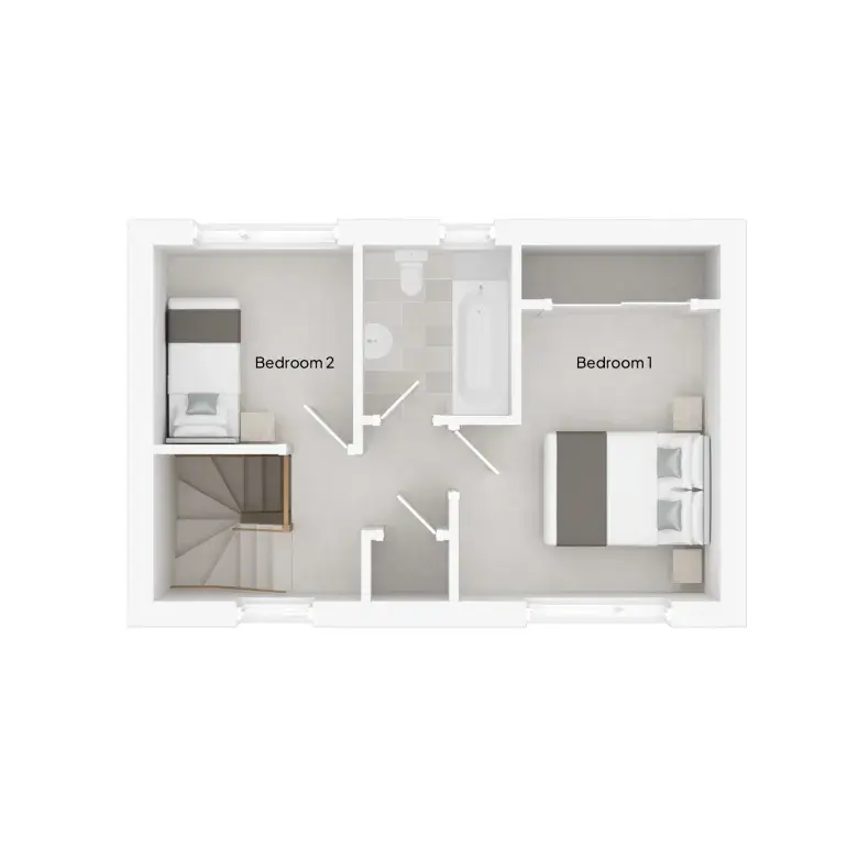A room plan for the first floor of The Rowan house type at Copse Close, Buckland Brewer